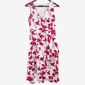 Banana Republic Dress White Red Size 0 Romantic Floral Print Garden Party